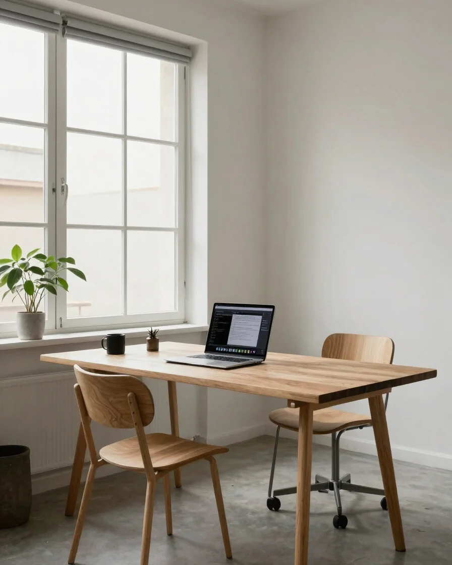 Espacio de trabajo luminoso de un pequeño estudio en España con m