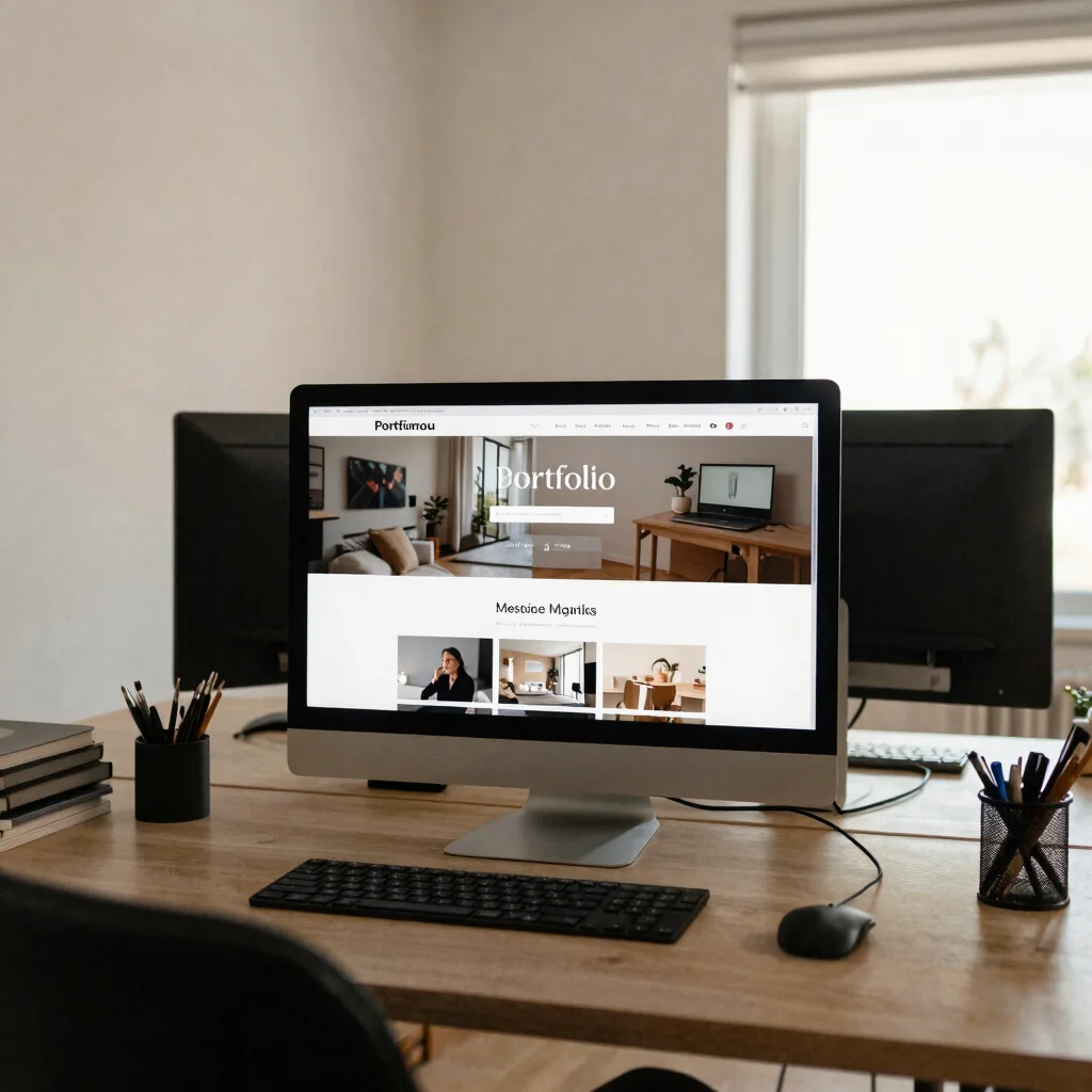 Primer plano de un monitor en un espacio de trabajo contemporáneo